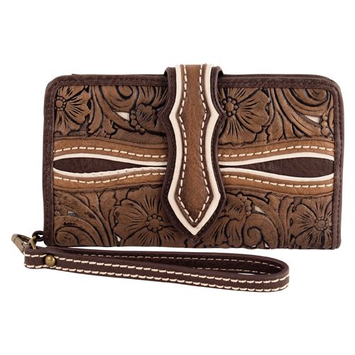 Large Brown Wallet w/Embossed Yoke