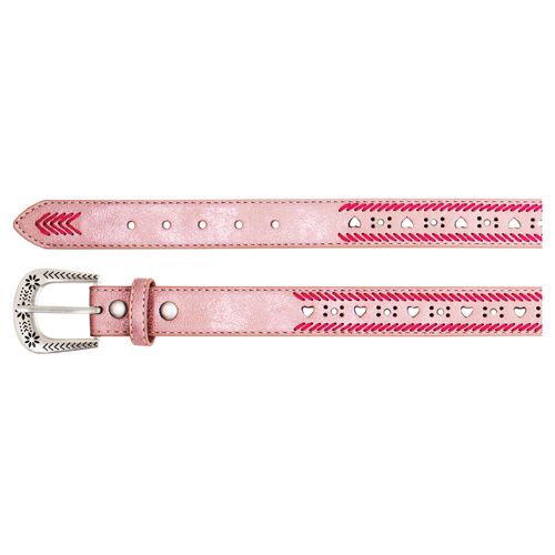 Girls Belt Metallic Pink Hearts