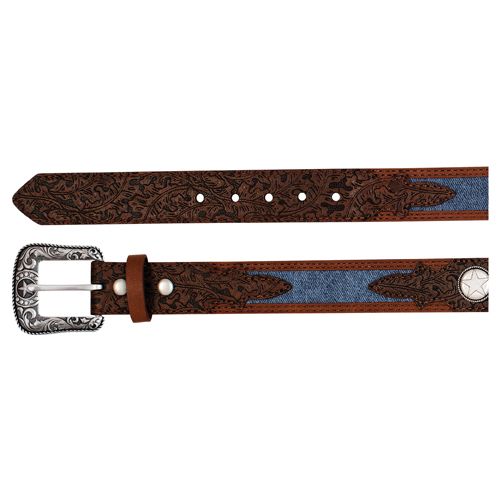 Boys Belt Brown w/Denim