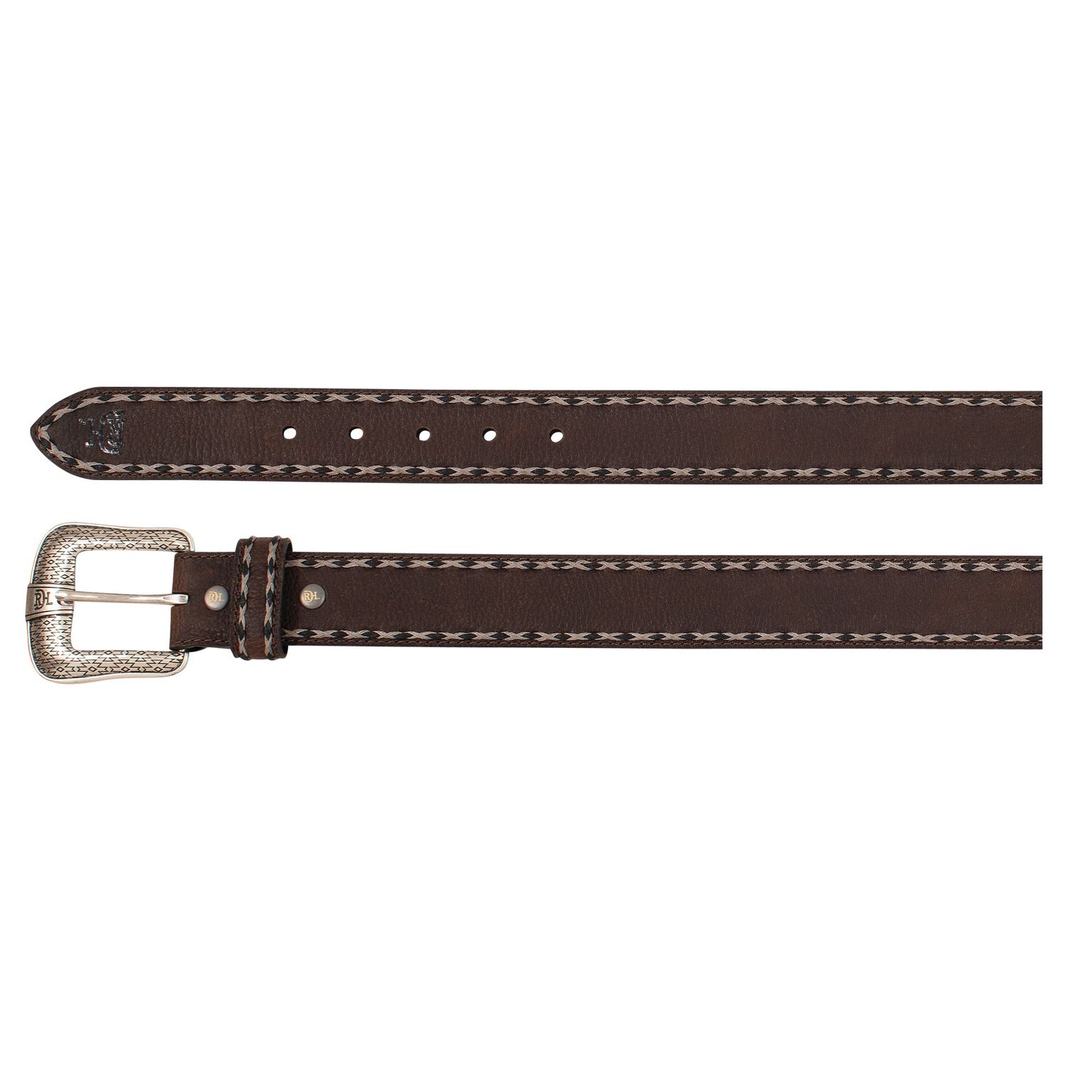 Mens Belt Brown Stitched Edge