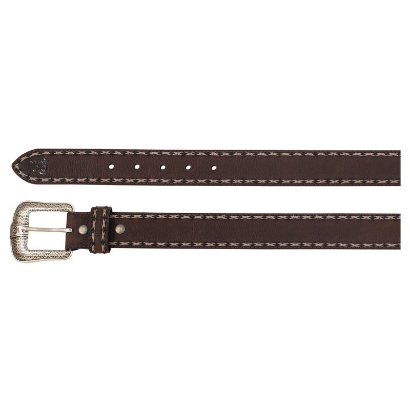 Mens Belt Brown Stitched Edge