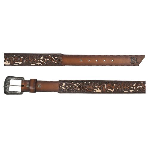 Mens Belt Tooled w/Ivory Inlay