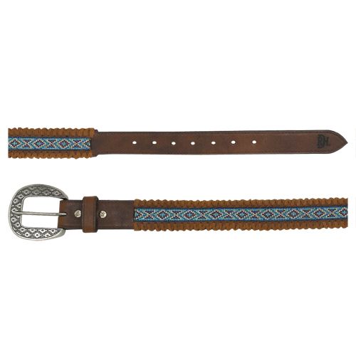 Ladies Belt Brown w/Beaded Inlay