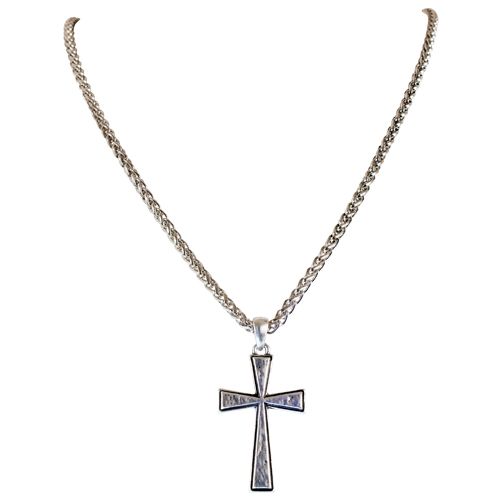 Mens Textured Cross Necklace