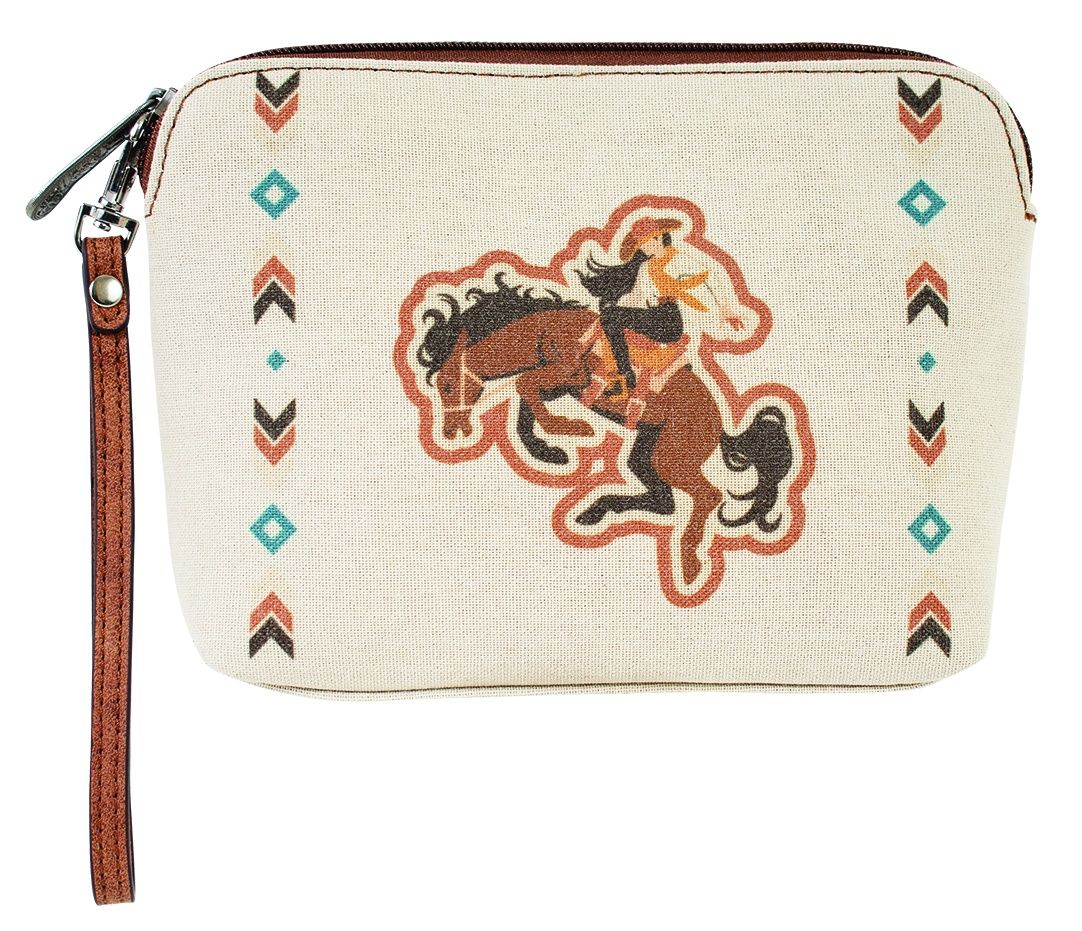 Cosmetic Pouch Canvas Bronco w/Steerhead