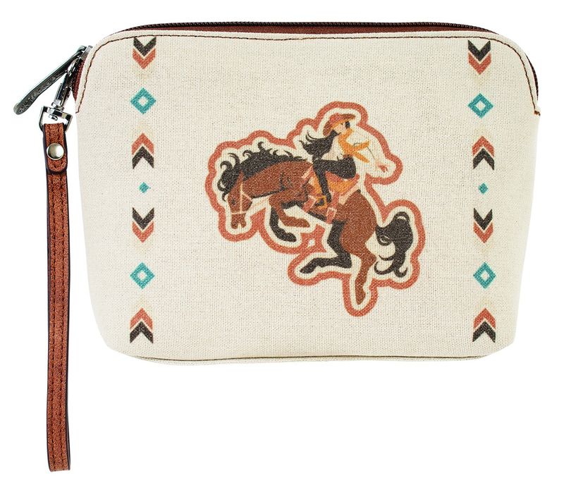 Cosmetic Pouch Canvas Bronco w/Steerhead