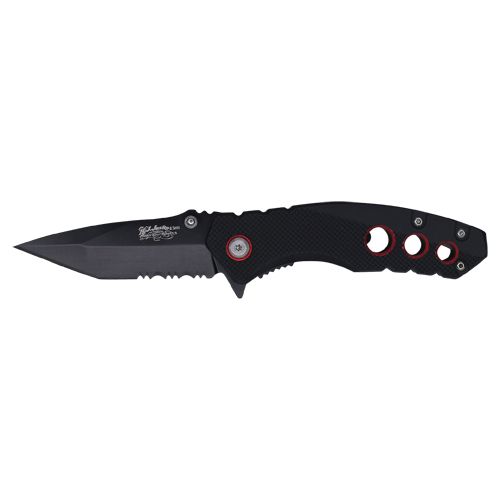 Tactical Knife Black &amp; Red Rubberized Aluminum