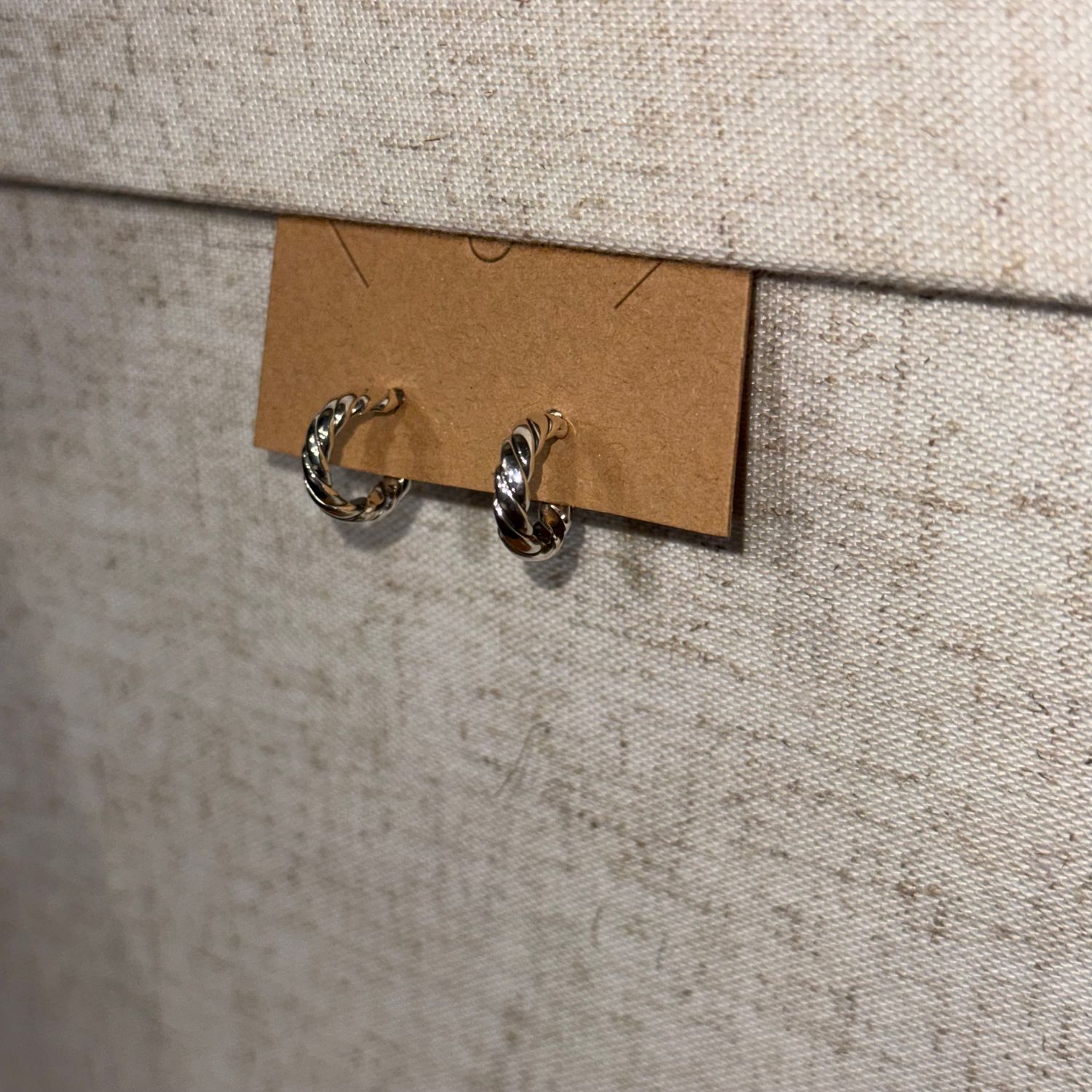 Mini Twist Rope Hoop Post Earrings