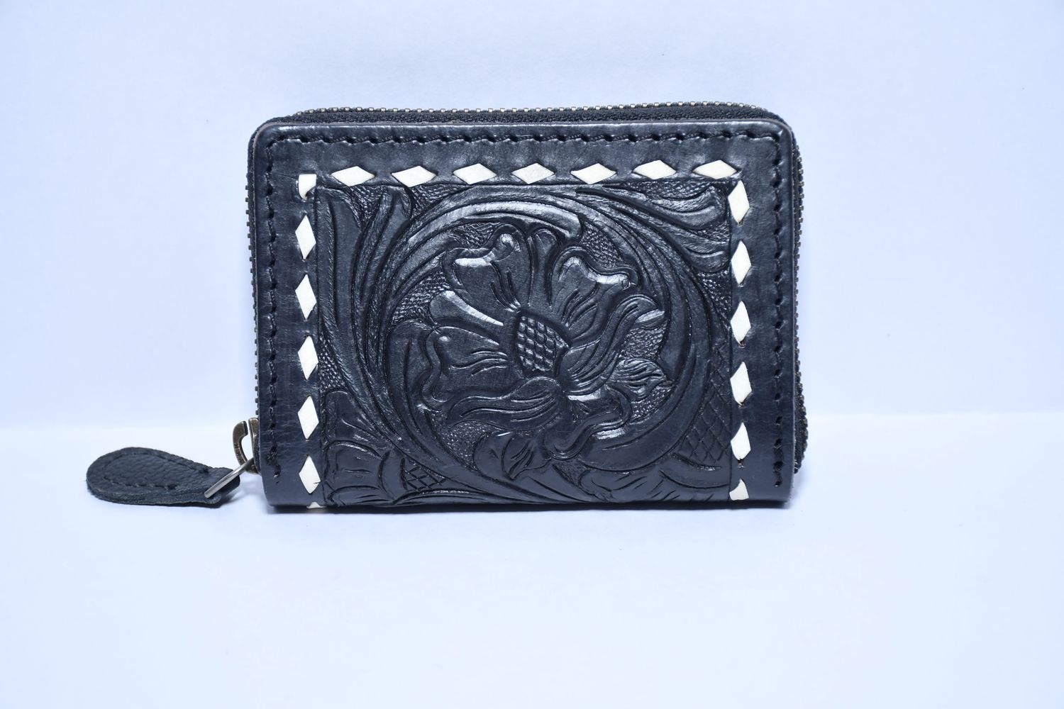 Small Card Wallet Black w/buckstitch