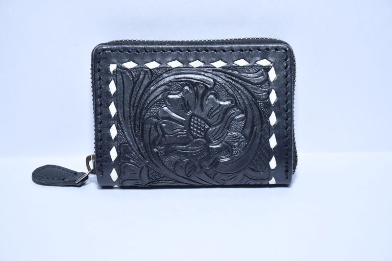 Small Card Wallet Black w/buckstitch
