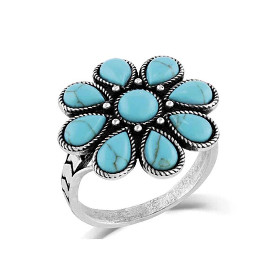 Blue Sunflower Turquoise Ring 8