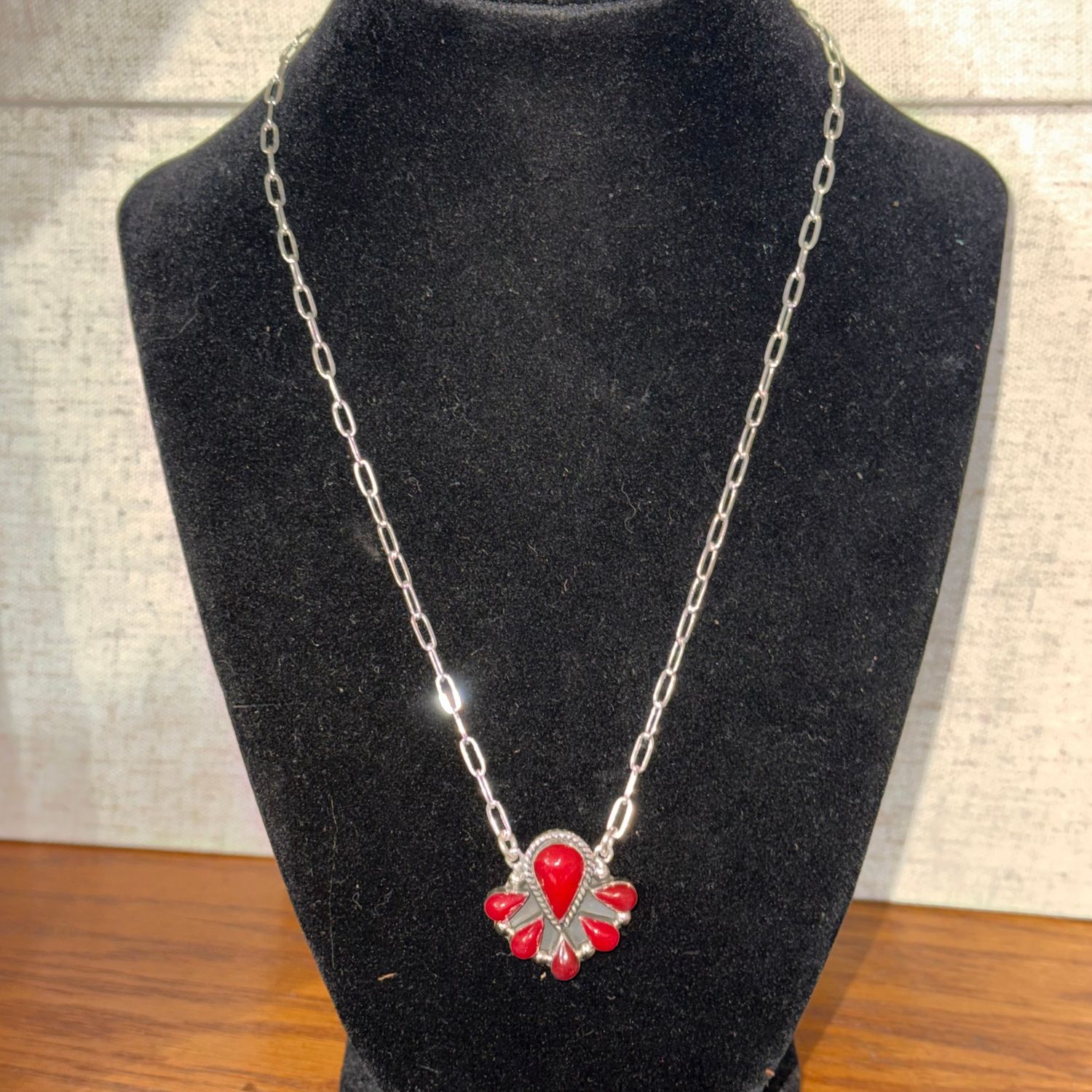 Red Jasper Teardrop Cluster Necklace