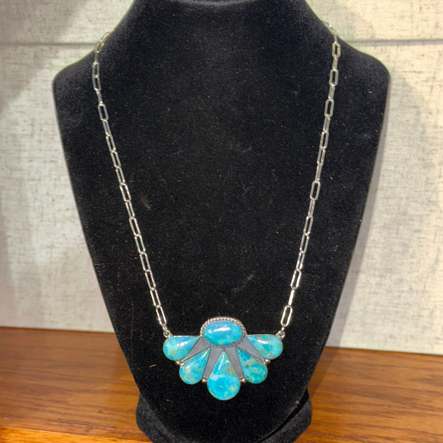 Lg Turquoise Half Cluster Necklace