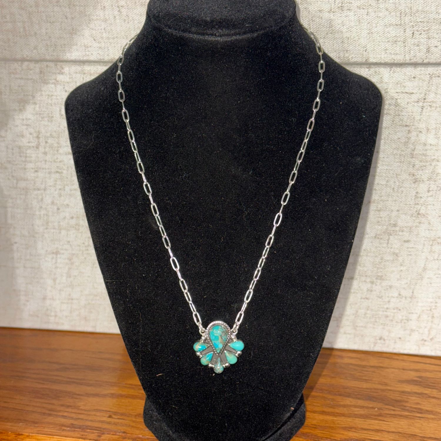 Turquoise Teardrop Cluster Necklace