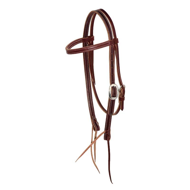 Headstall Browband 3/4" Latigo 4 Row Stitch, Burg