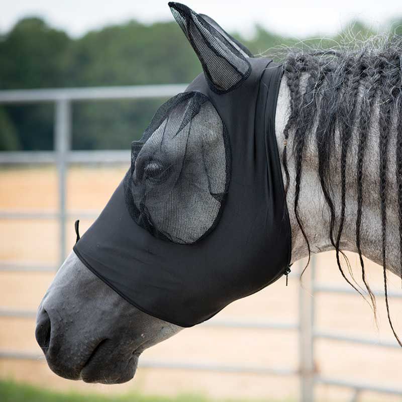 Lycra Fly Mask, Color: Black, Size: S