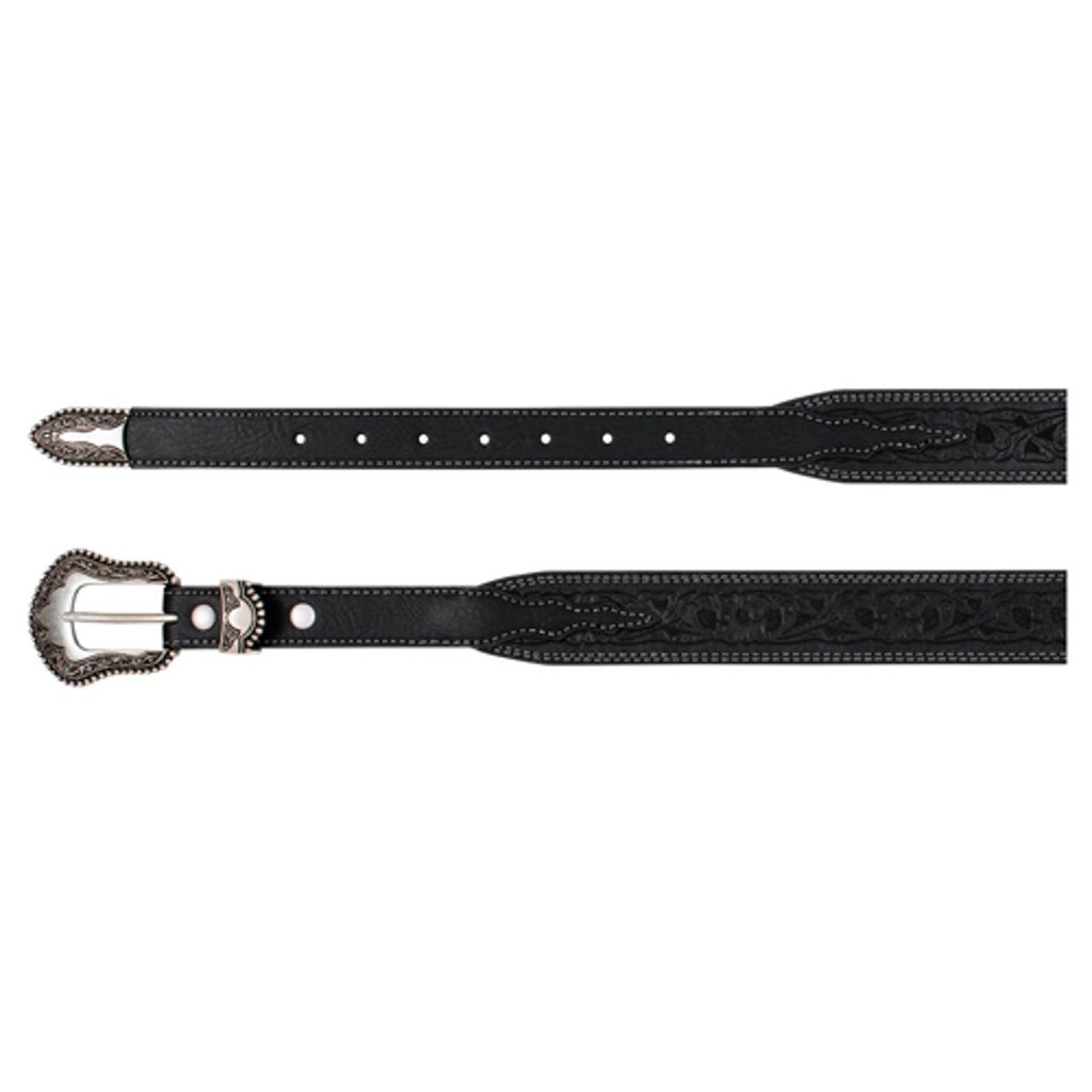 Ladies Belt Black w/Floral Emboss