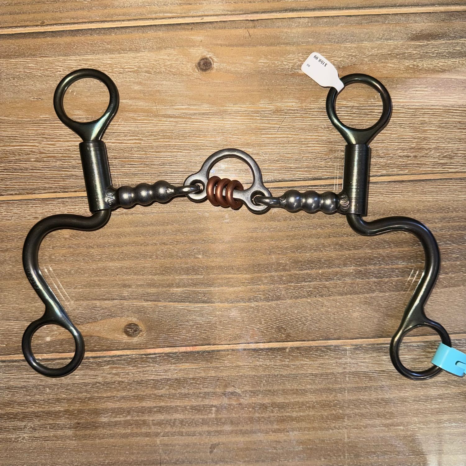 3 Piece Snaffle w/ Small Round Port, Loose Copper Rings &amp; Ball Bar Pieces Short Calvalry Shank