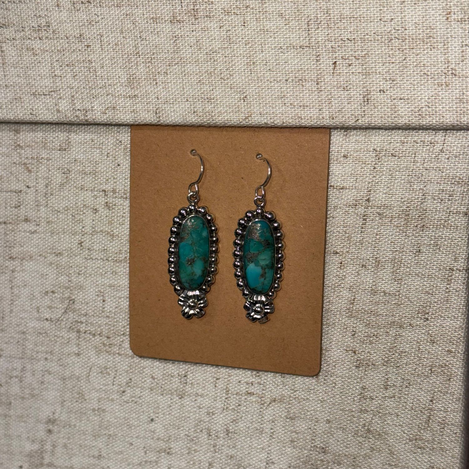 Turquoise Oval Flower Earring