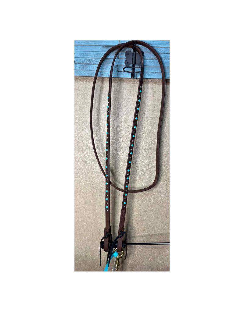 5/8" Roper Rein w/ties Silver &amp; Turquoise