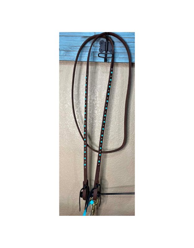 5/8" Roper Rein w/ties Silver &amp; Turquoise
