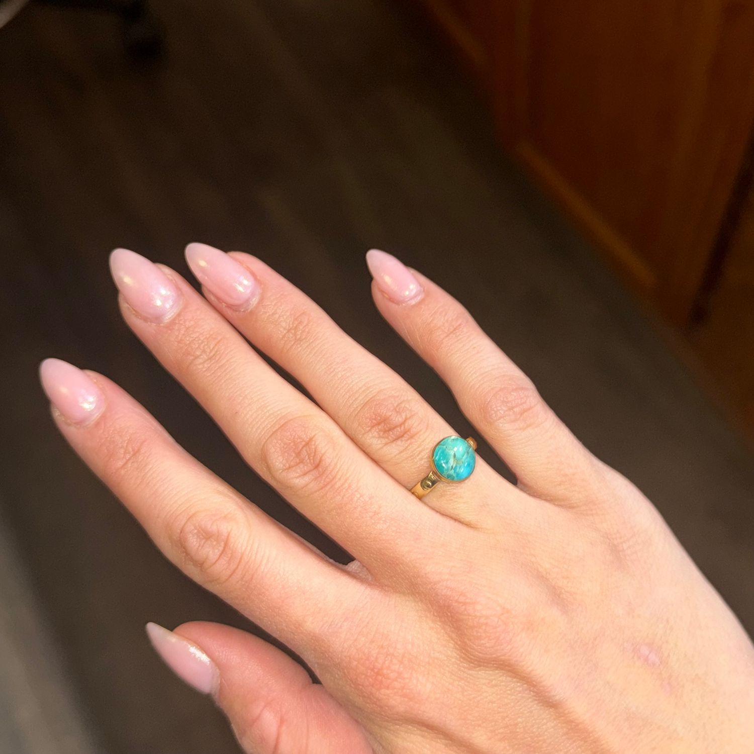 Brass Turquoise Circle Ring