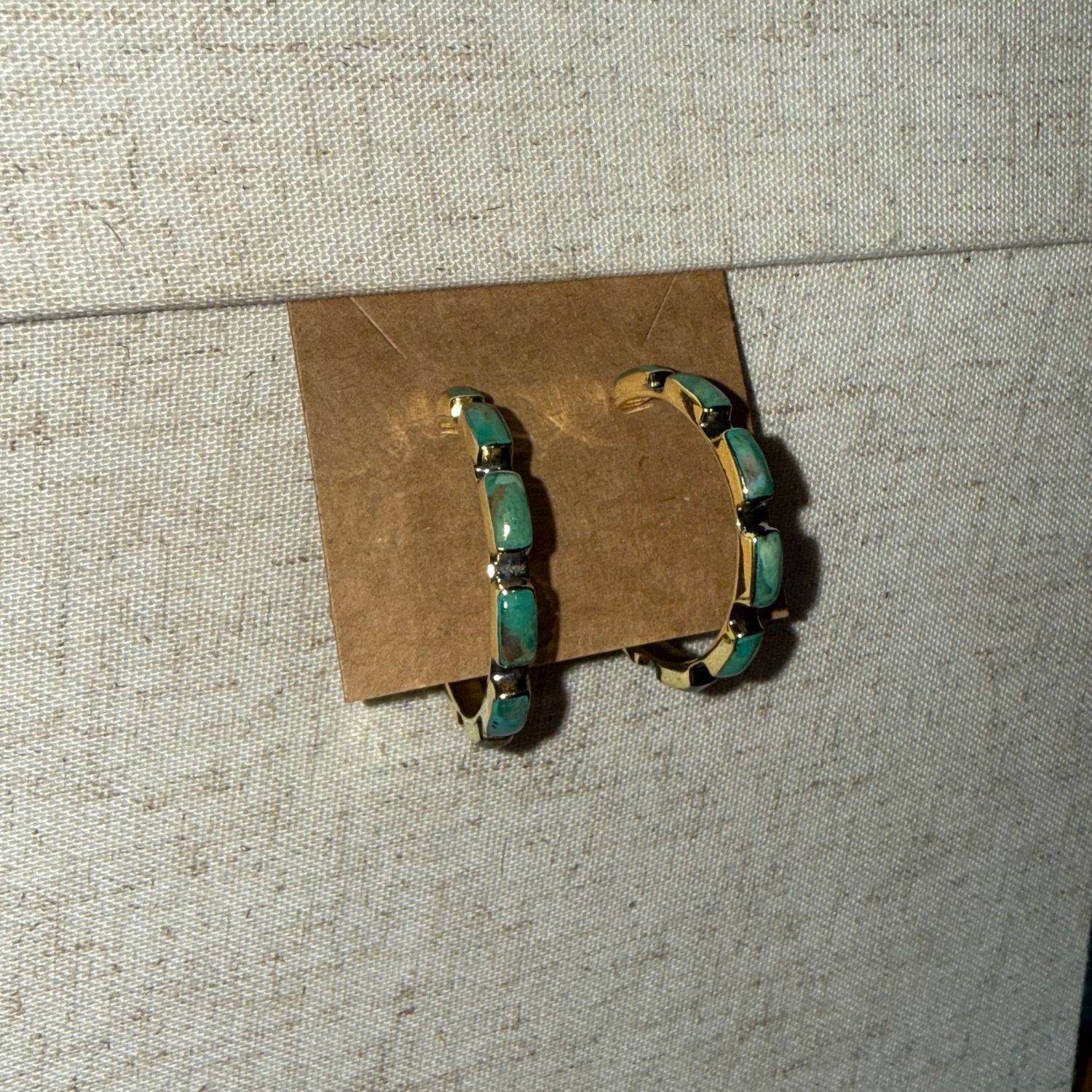 Brass TQ Chicklet Hoop Earrings