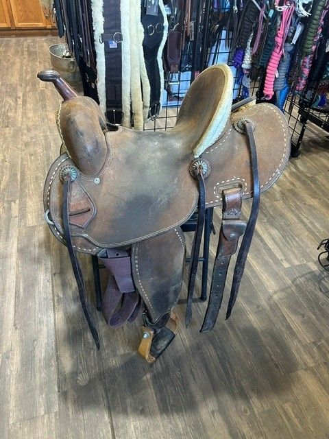 USED saddle  14" Pencil Roll, old 20 tree  Barrel Saddle
