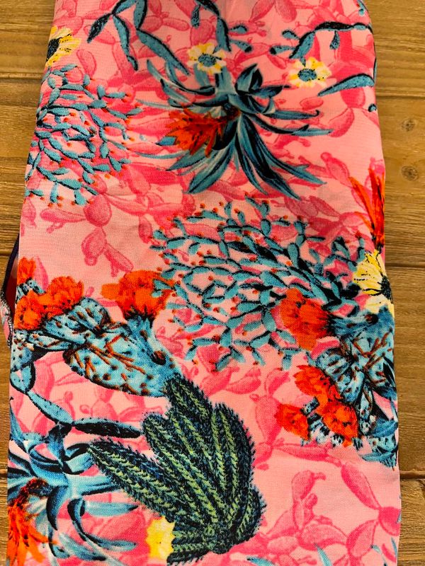 Wild Rags 40 x 40 Pink/Blue Cactus Flower