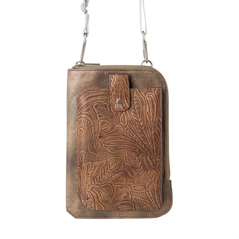 Mini Sling w/Floral Detail  Brown