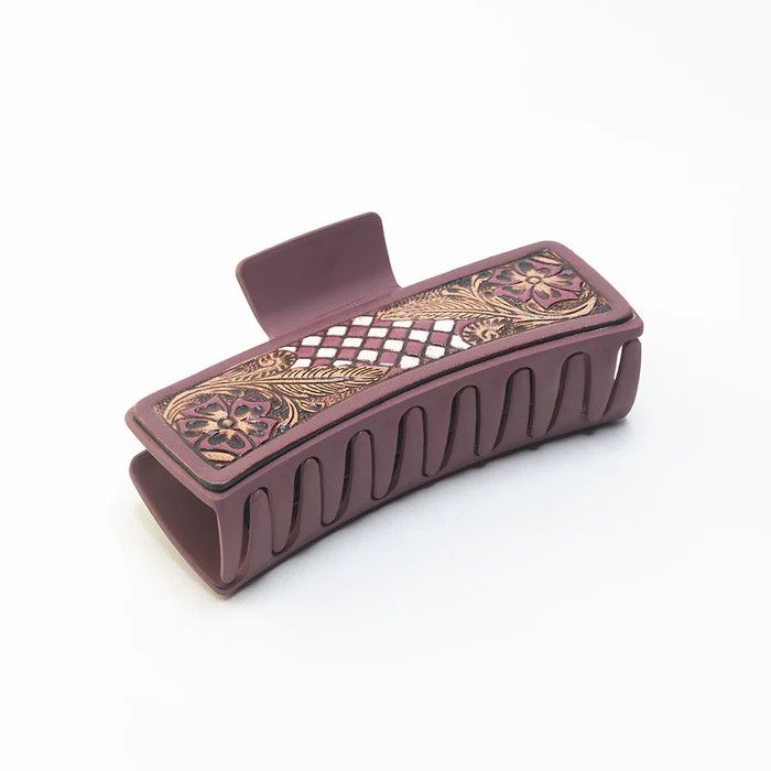 Hand Tooled Hair Clip, Type: Ebony Cream