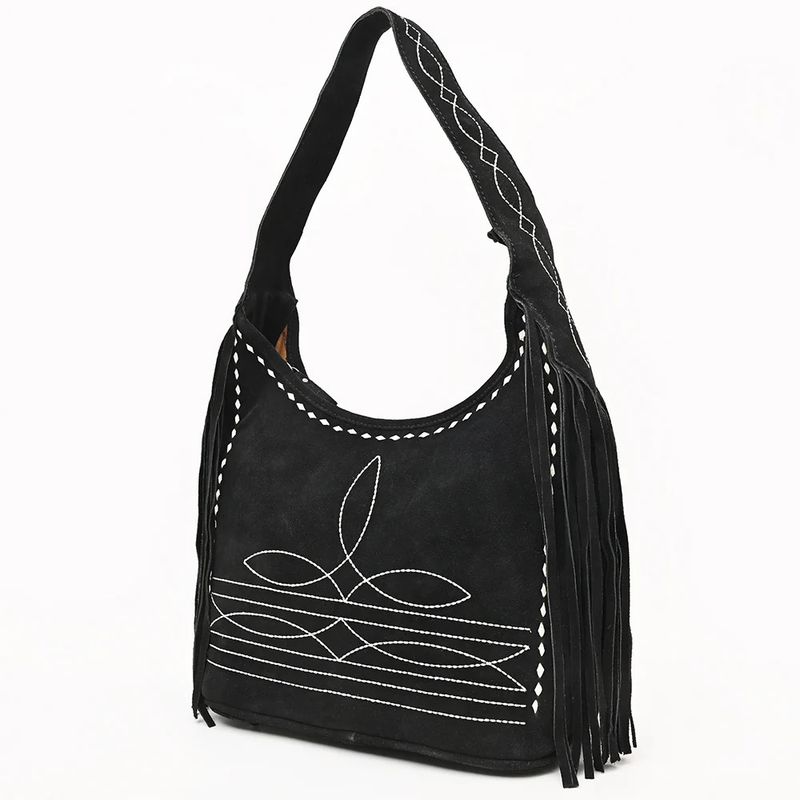Black Boot Stitched Hobo Bag