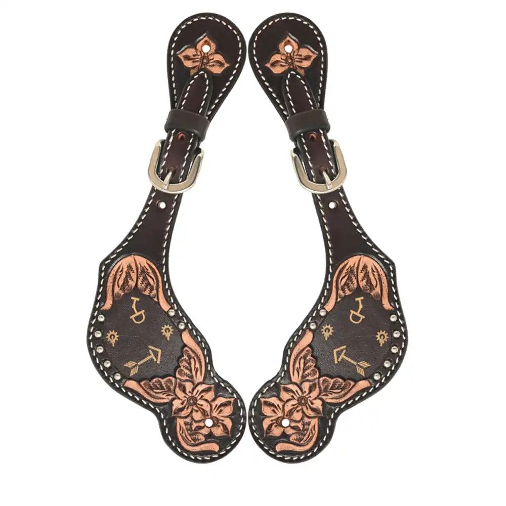 Kids Spur Straps w/Floral Carving
