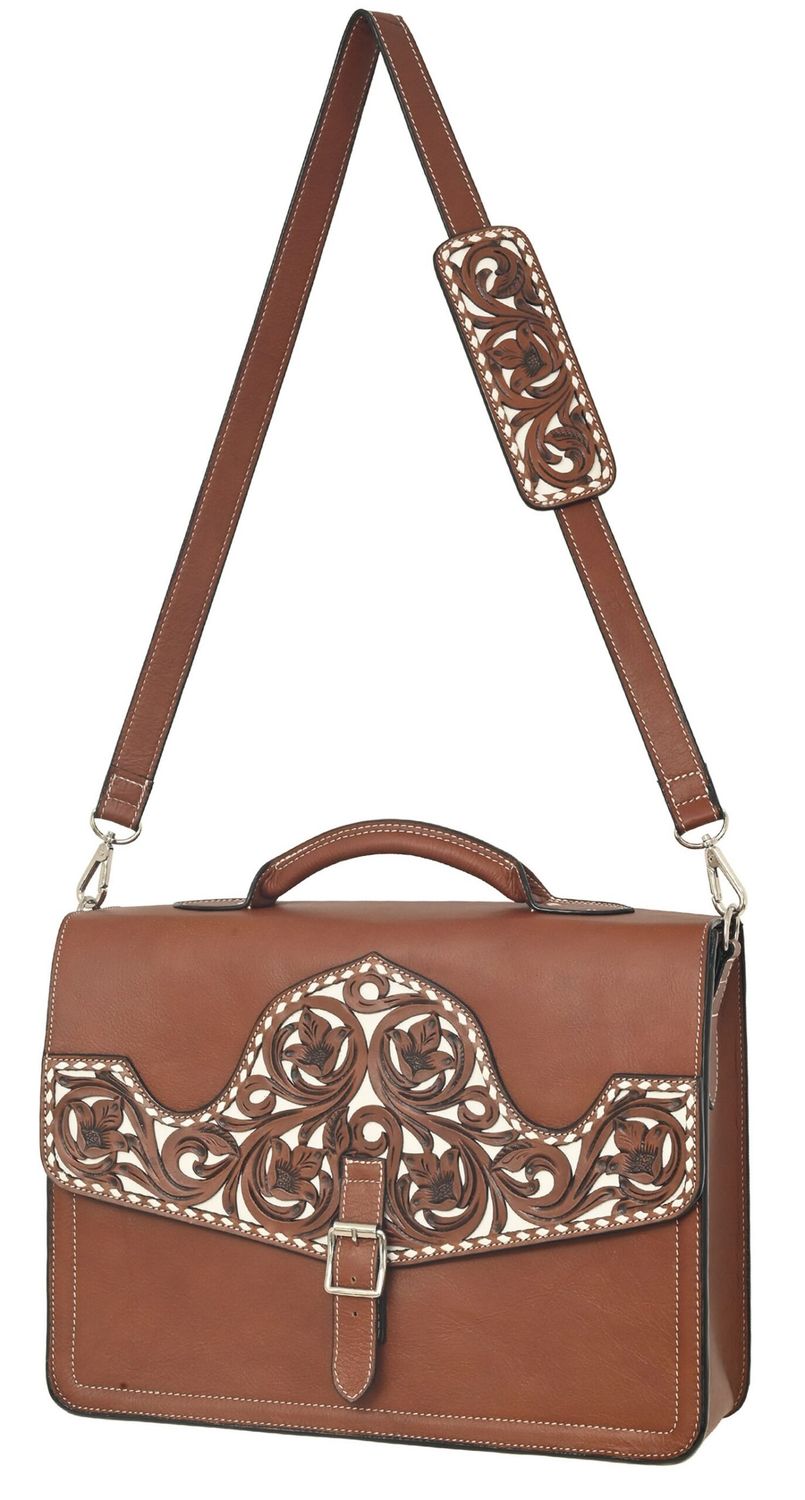 Laptop Bag Filigree Floral, Chestnut