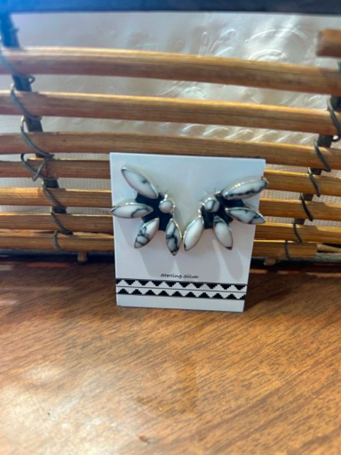 Howlite Half Flower Earrings