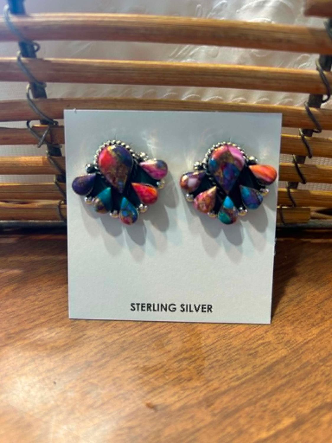 Multi Color Silver Earrings