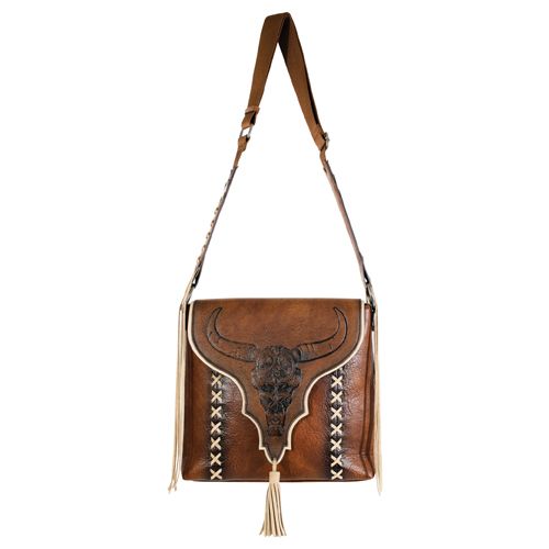 Crossbody Tan w/Steer Skull