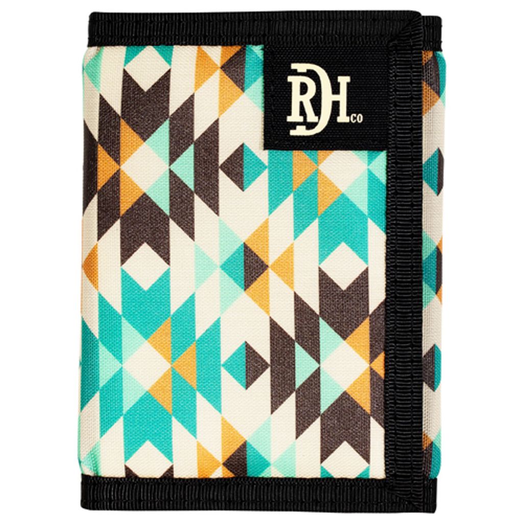 Trifold Velcro Wallet Turquoise Aztec
