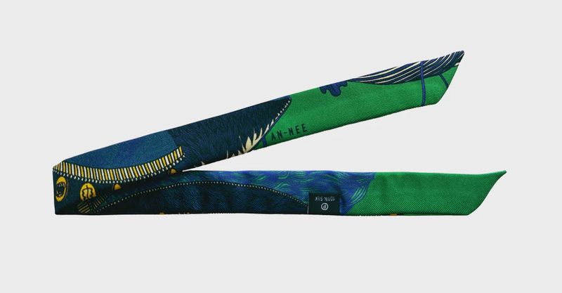 Silk ribbon, Cerf bohème,vert,1cm