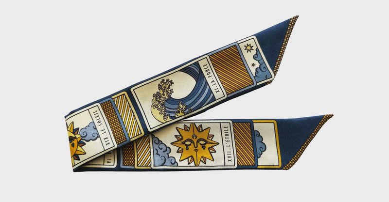 Silk ribbon, Tarot, marine, 4cm