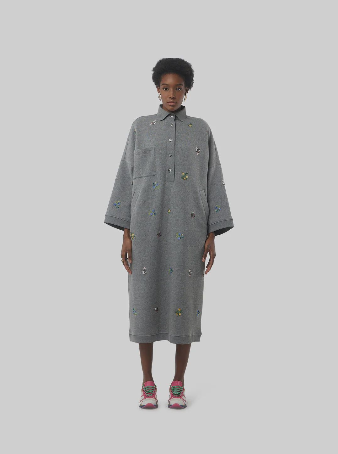 Milo dress embroidered, Colour: grey, Material: 100% coton, Size: 0