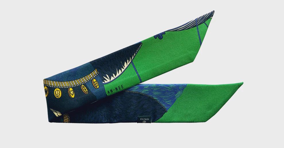 Silk ribbon, Cerf bohème, noir, 4cm