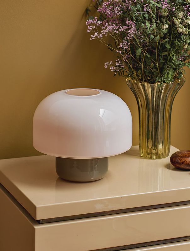 Mona low, table lamp, (pink + olive)