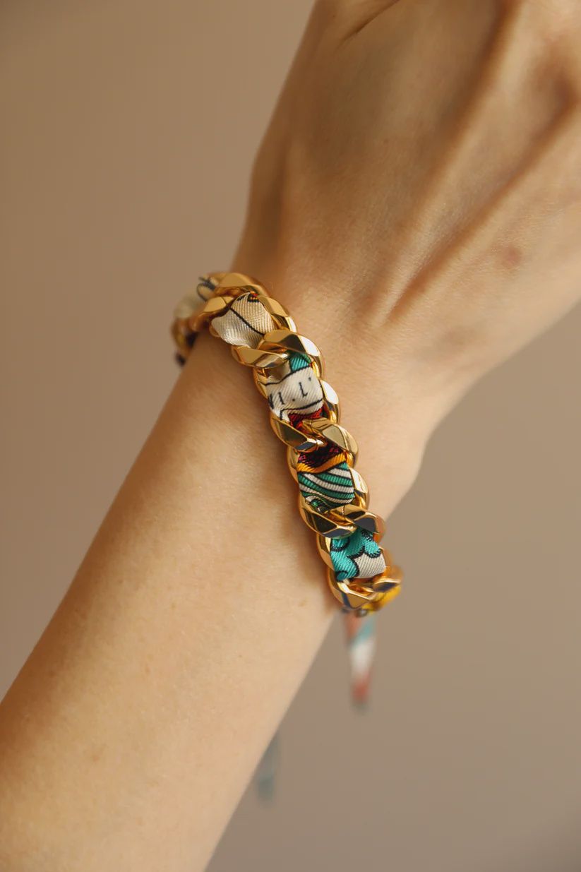 Décembre, chain bracelet, small, gold brass