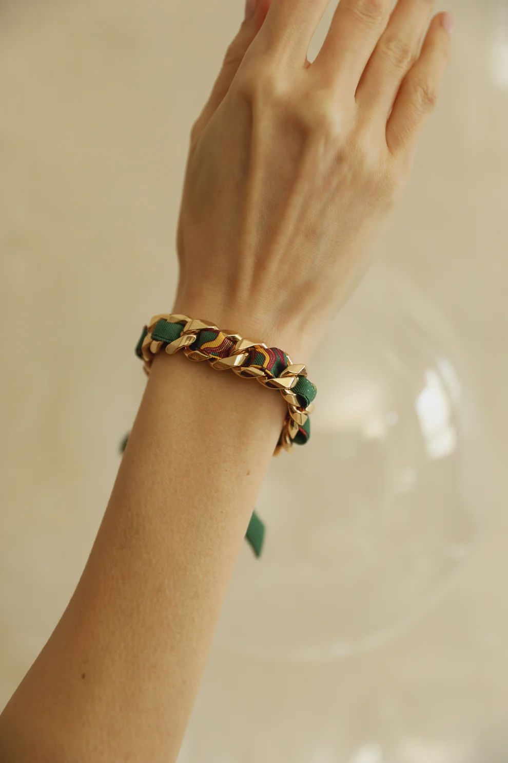 Décembre, chain bracelet, small, gold brass