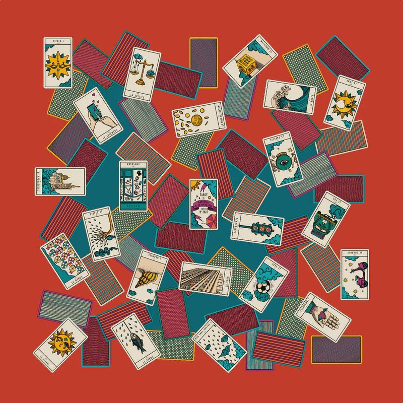 110cm silk carré Tarot of Marseille, multicoloured