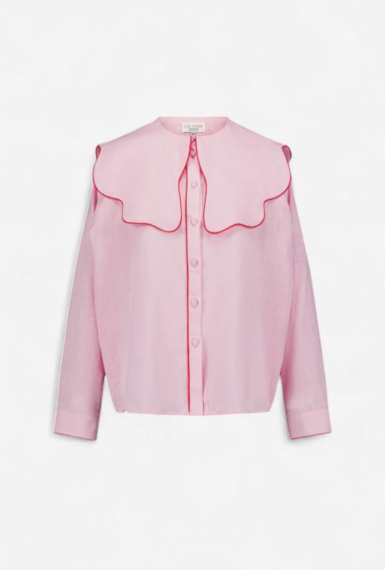Pink Scalloped-Collar Shirt