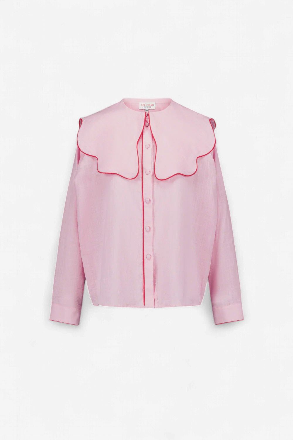 Pink Scalloped-Collar Shirt, Size: 34