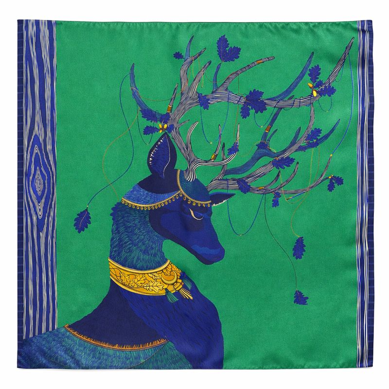 Cerf Bohème, scarf 90cm, green