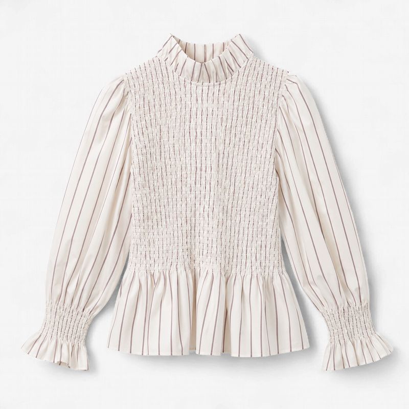 Aleria shirt, cabernet stripes